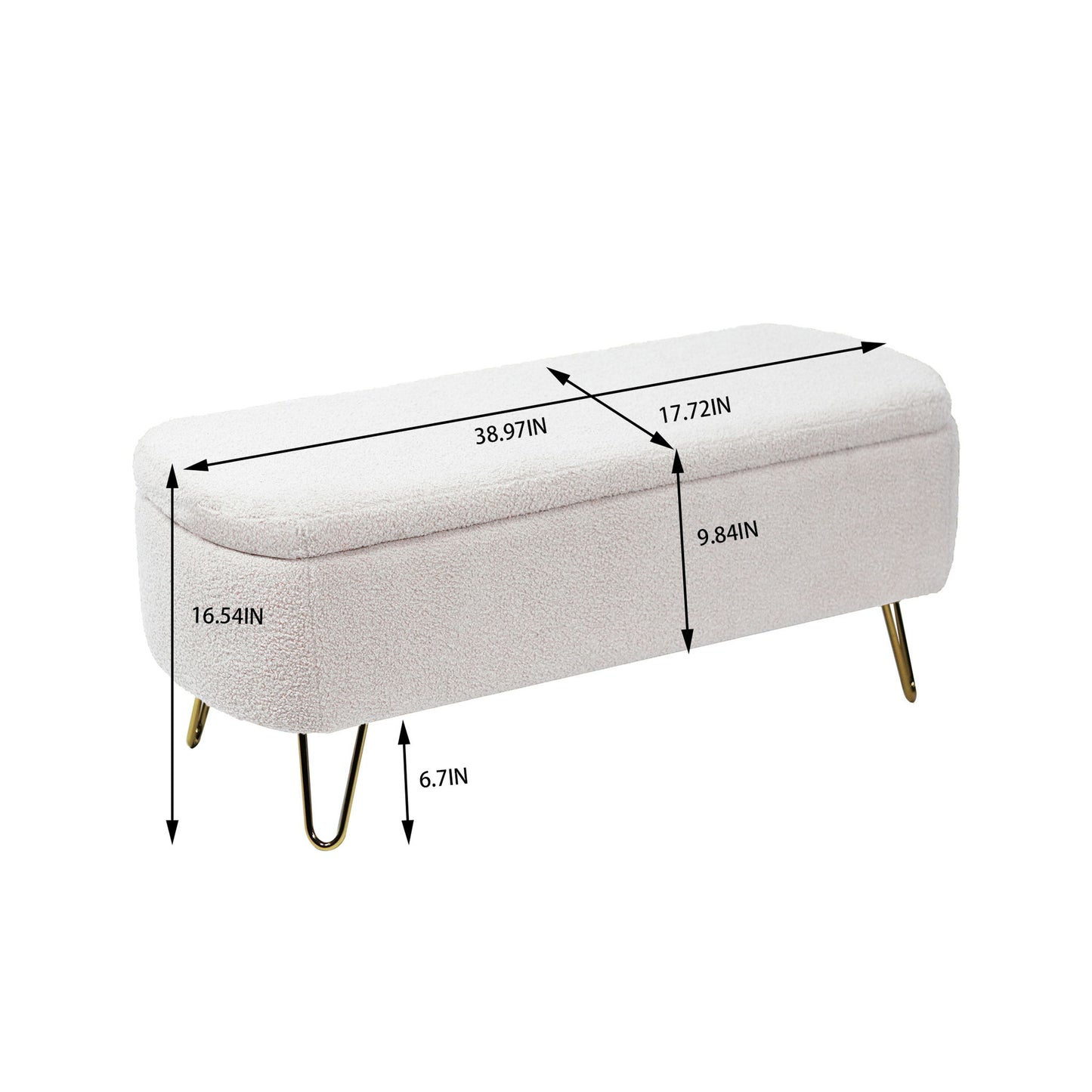 Storage Ottoman Bench For End Of Bed Legs, Modern Camel Faux Fur Entryway Bench Upholstered Padded With Storage For Living Room Bedroom - The Sleep Loft - Online Mattress Showroom NYC