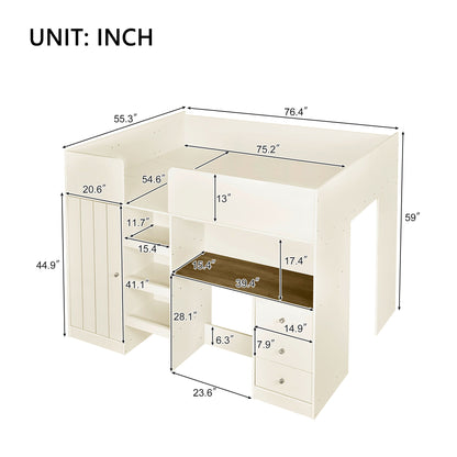 Loft Bed With Built In Wardrobe, Desk, Shelves, And Drawers - The Sleep Loft - Online Mattress Showroom NYC