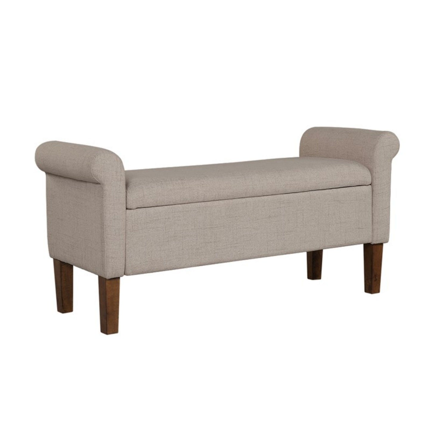 Upholstered Storage Bench With Rolled Armrests - Beige - The Sleep Loft - Online Mattress Showroom NYC