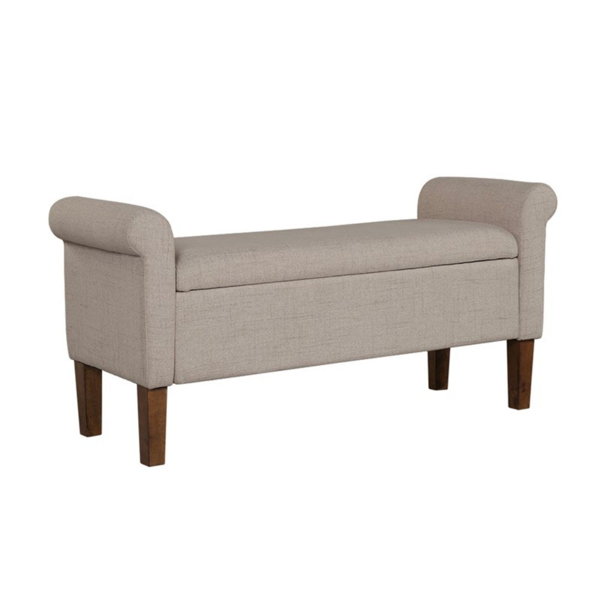 Upholstered Storage Bench With Rolled Armrests - Beige - The Sleep Loft - Online Mattress Showroom NYC