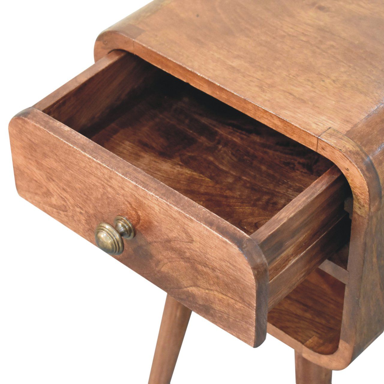 Mini California Curved Nightstand Wth Lower Slot - The Sleep Loft - Online Mattress Showroom NYC