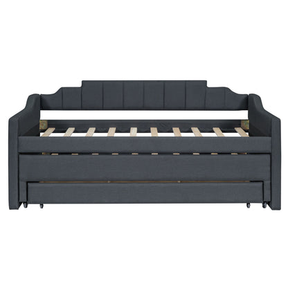 Upholstered Simple Design Daybed With Trundle And 3 Drawers - The Sleep Loft - Online Mattress Showroom NYC