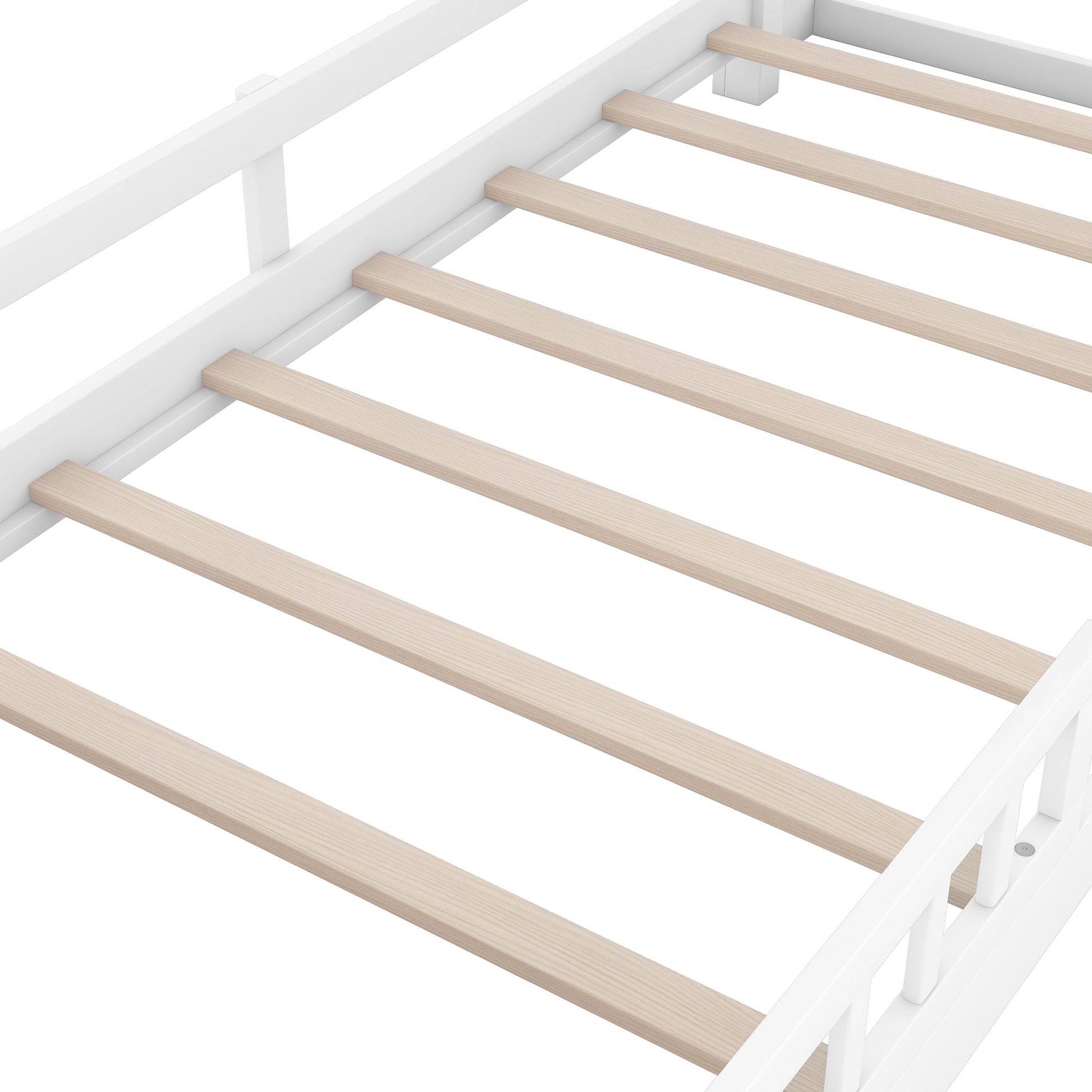 Wood Platform Bed With Built In LED Light, Storage Headboard And Guardrail - The Sleep Loft - Online Mattress Showroom NYC