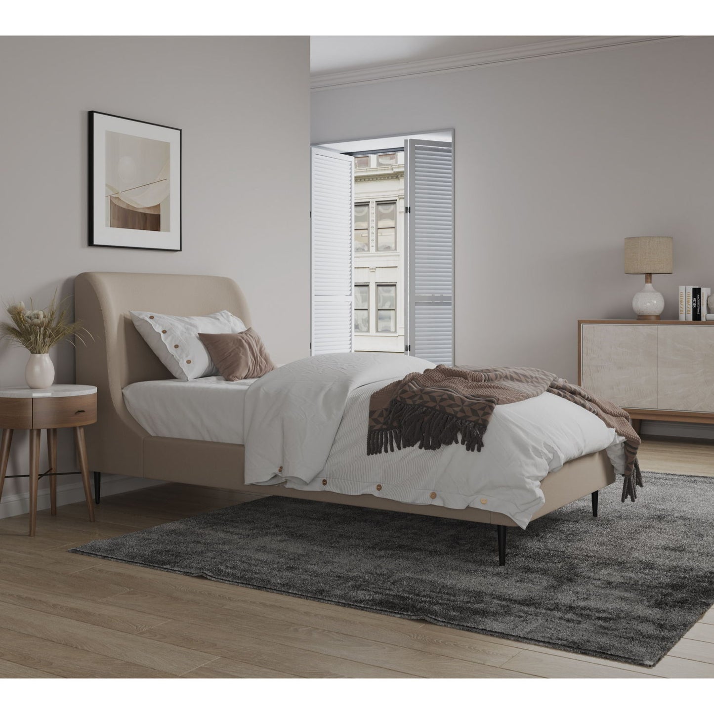 Heather - Upholstered Bed With Curved Headboard - The Sleep Loft - Online Mattress Showroom NYC
