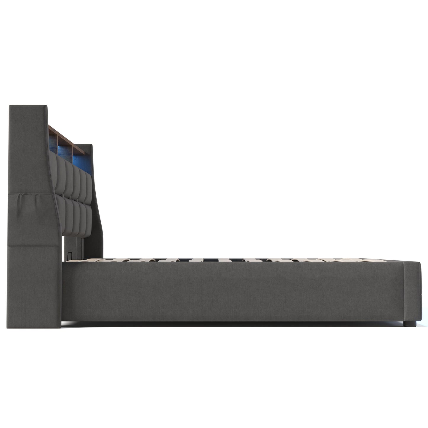 Upholstered Platform Bed With A Hydraulic Storage System, LED And USB Charging (Without Mattress) - The Sleep Loft - Online Mattress Showroom NYC