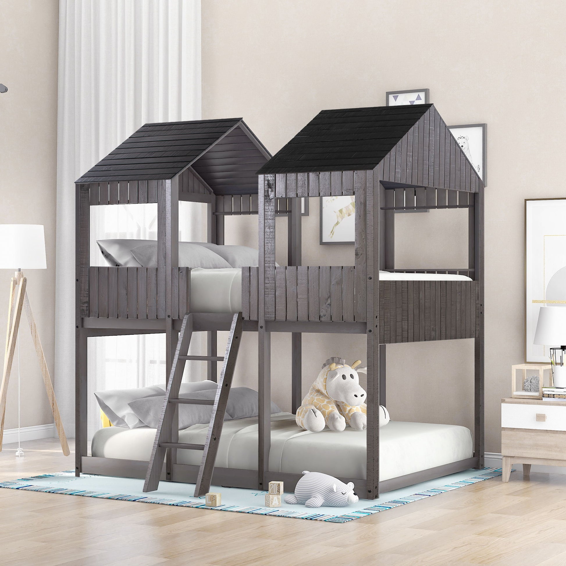 Bunk Bed With Roof, Window, Guardrail, Ladder - The Sleep Loft - Online Mattress Showroom NYC
