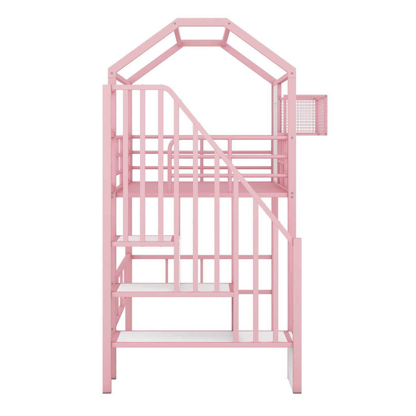 Metal Loft Bed With Roof Design And Storage Box With Guardrails And Integrated Ladder - The Sleep Loft - Online Mattress Showroom NYC