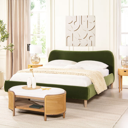 Roman - Curved Headboard Upholstered Platform Bed - The Sleep Loft - Online Mattress Showroom NYC