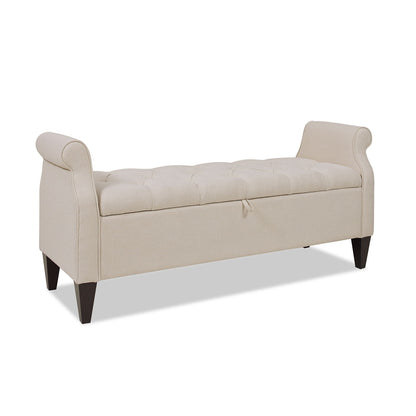 Jacqueline - Tufted Roll Arm Storage Bench - The Sleep Loft - Online Mattress Showroom NYC