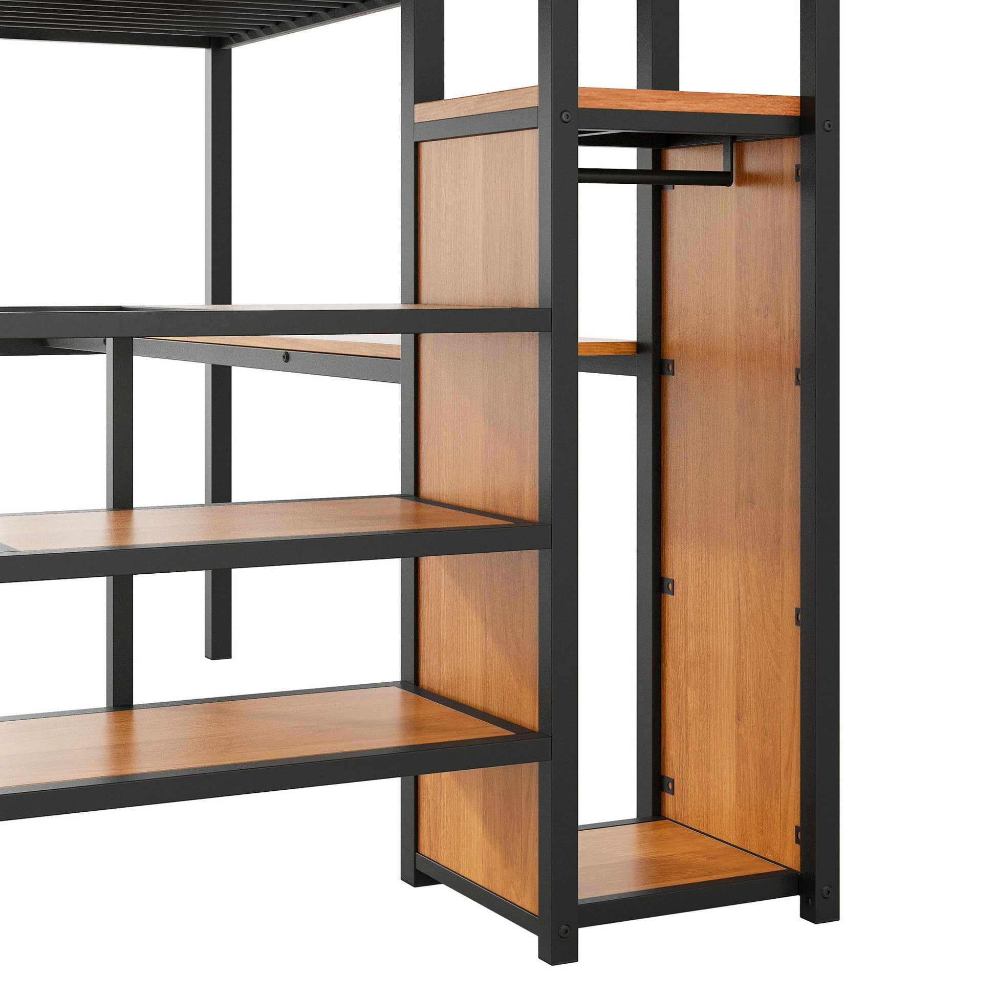 Loft Bed With Desk, Storage Staircase, Small Wardrobe And LED Light - The Sleep Loft - Online Mattress Showroom NYC