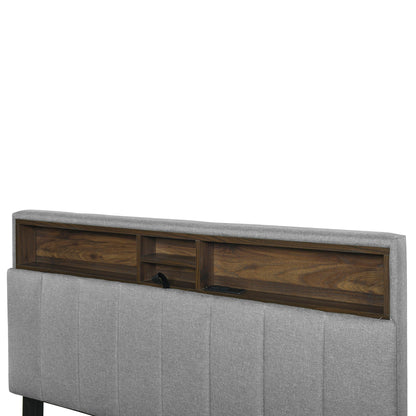 Upholstered Platform Bed With Storage Headboard, Trundle & 2 Drawers And A Set Of Sockets & USB Ports - The Sleep Loft - Online Mattress Showroom NYC
