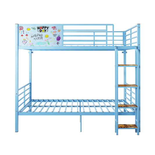 Bunk Bed, Convertible To 2 Separate Twin Size Beds & Full Length Guardrail & Ladder, No Box Spring Needed - Blue - The Sleep Loft - Online Mattress Showroom NYC