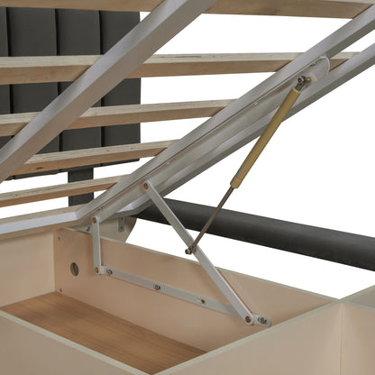 Upholstered Floating Hydrualic Platform Bed With LED Light And USB Port - The Sleep Loft - Online Mattress Showroom NYC