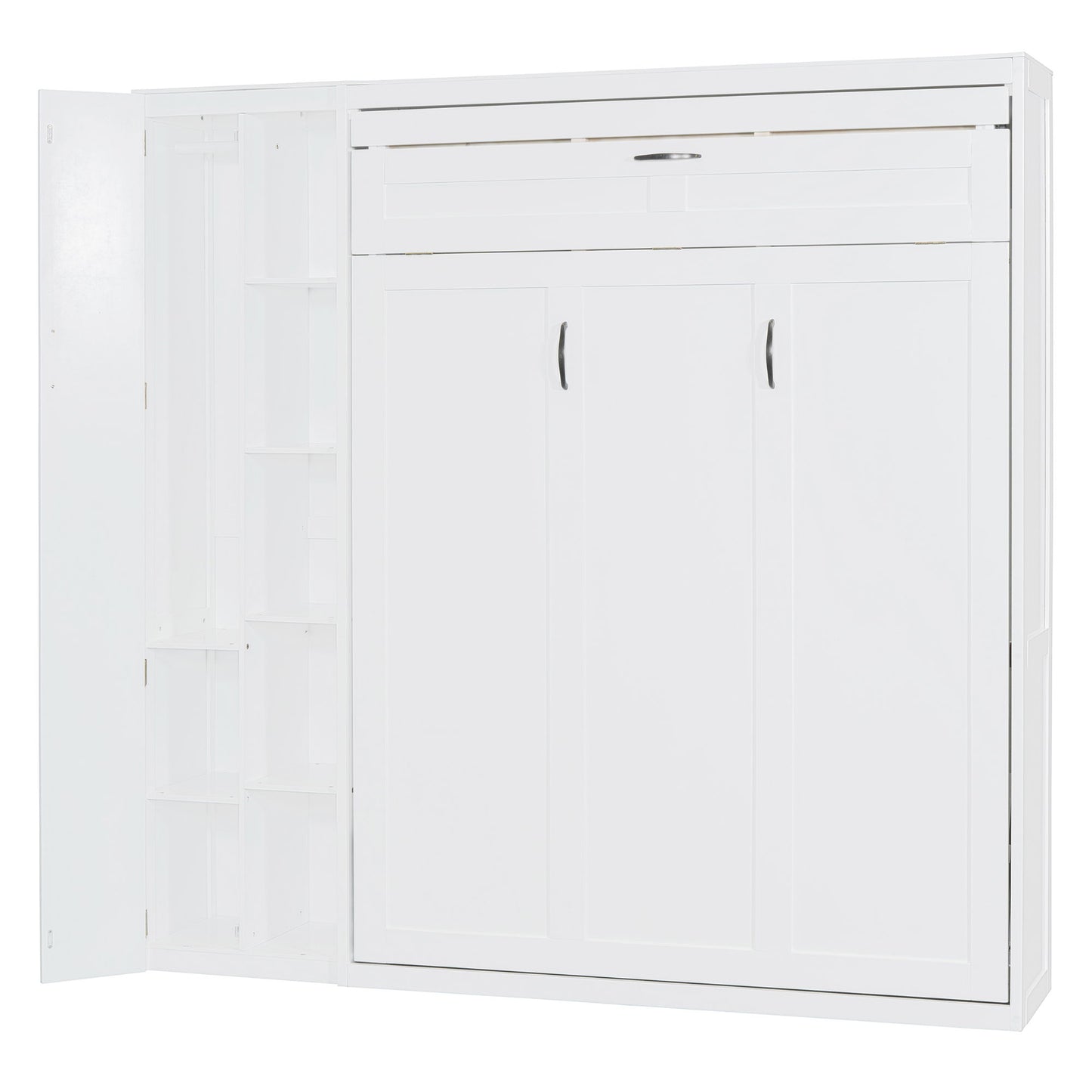 Murphy Wall Bed With Shelves, Wardrobe And LED Lights - The Sleep Loft - Online Mattress Showroom NYC