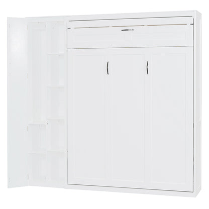 Murphy Wall Bed With Shelves, Wardrobe And LED Lights - The Sleep Loft - Online Mattress Showroom NYC