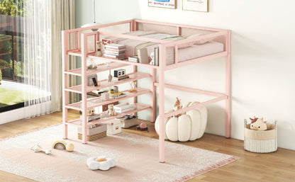 Loft Bed With 4 Tier Shelves And Storage - The Sleep Loft - Online Mattress Showroom NYC
