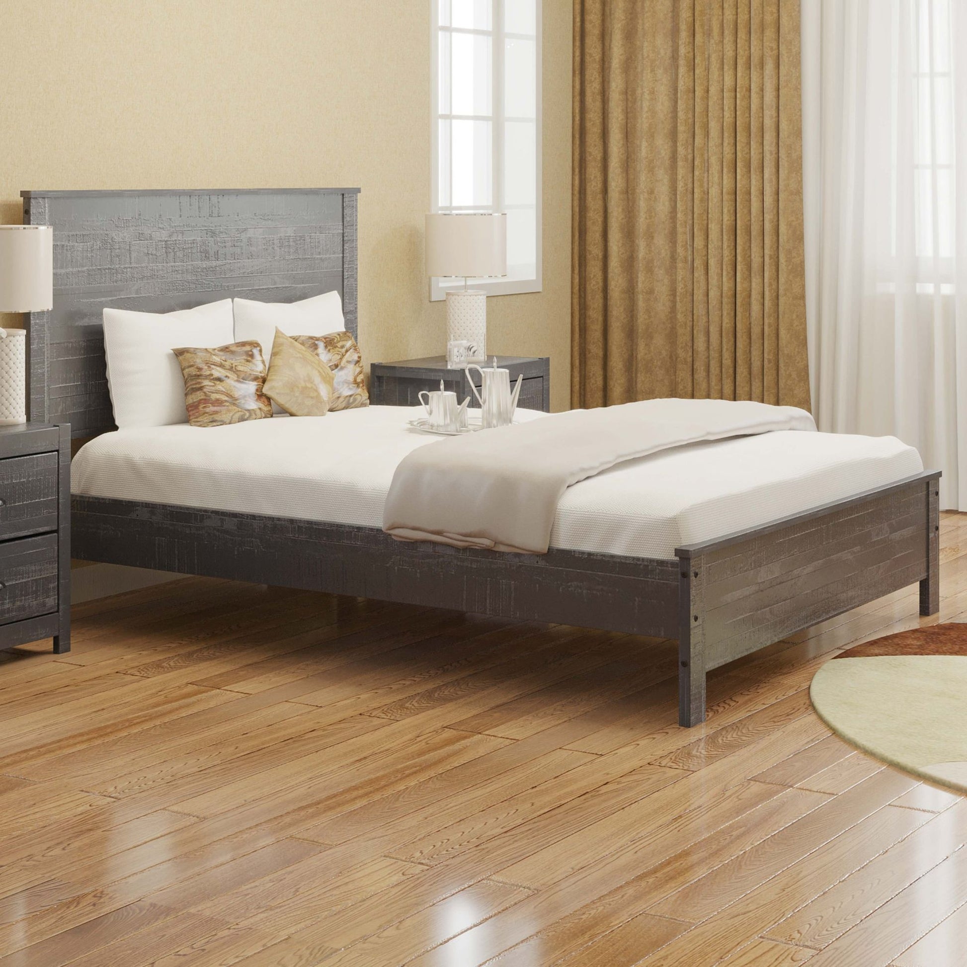 Albany - Bed Frame With Headboard, Heavy Duty Modern Rustic Design - The Sleep Loft - Online Mattress Showroom NYC