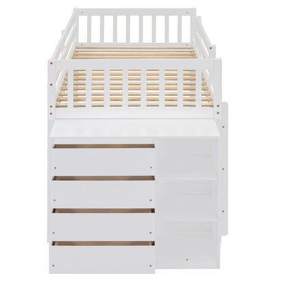Bunk Bed With 4 Drawers And 3 Shelves - The Sleep Loft - Online Mattress Showroom NYC