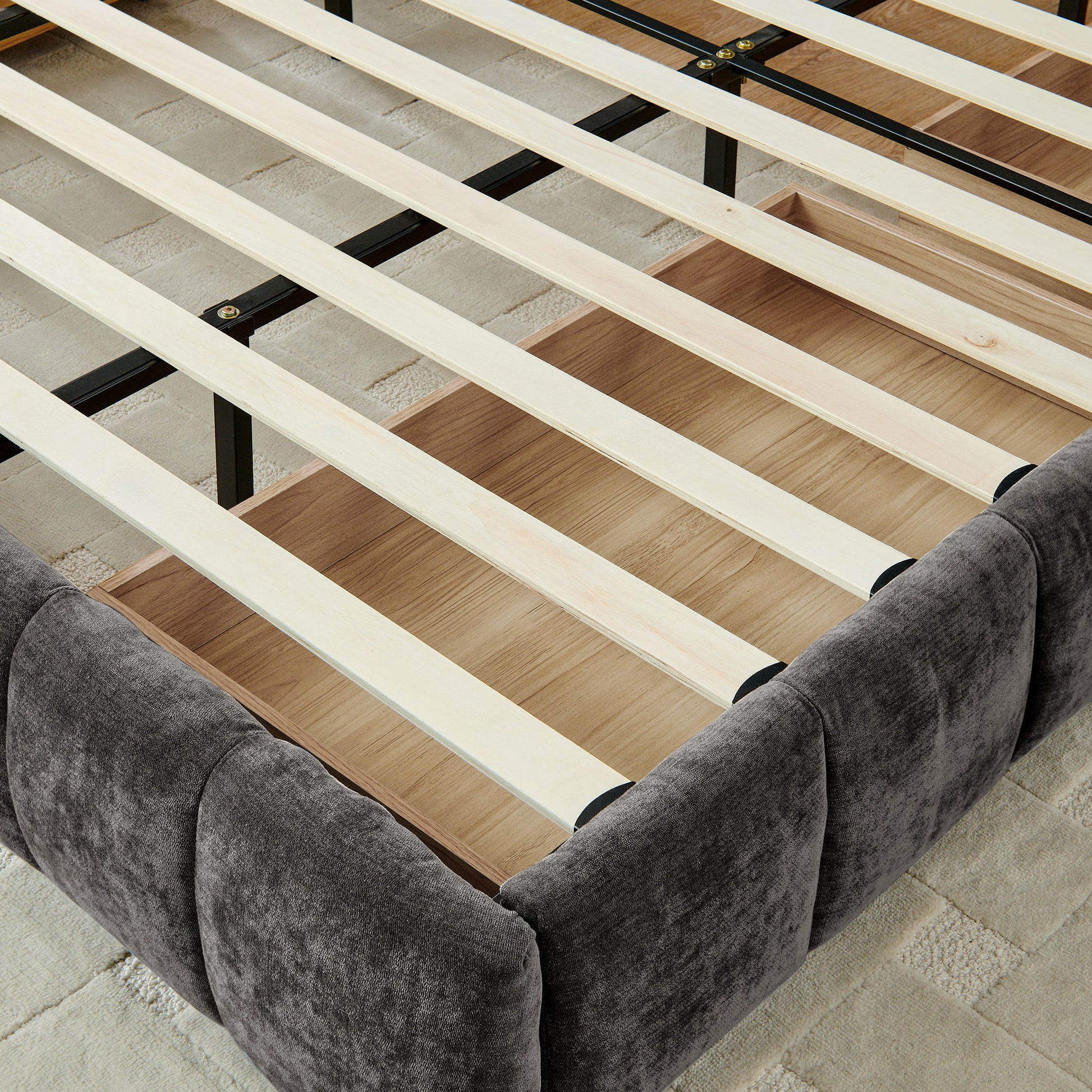 Modern Platform Bed Frame With Thick Fabric - The Sleep Loft - Online Mattress Showroom NYC