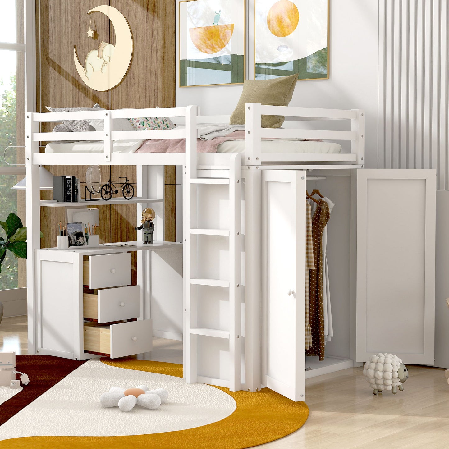 Loft Bed With Drawers, Desk, And Wardrobe - The Sleep Loft - Online Mattress Showroom NYC