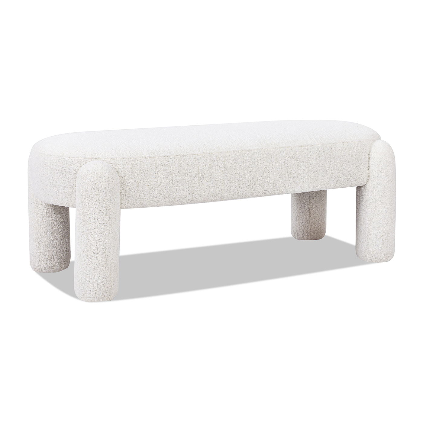 Hugo - Oval Fully Upholstered Bench - Milk Cream White - The Sleep Loft - Online Mattress Showroom NYC
