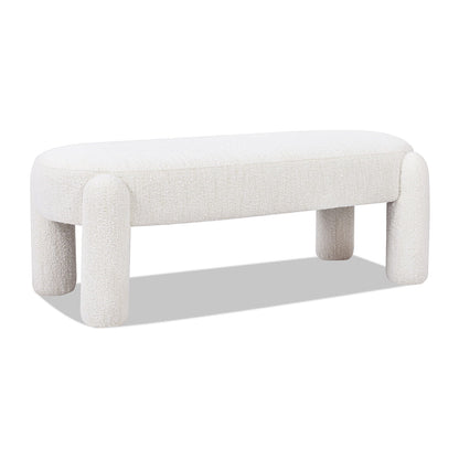 Hugo - Oval Fully Upholstered Bench - Milk Cream White - The Sleep Loft - Online Mattress Showroom NYC