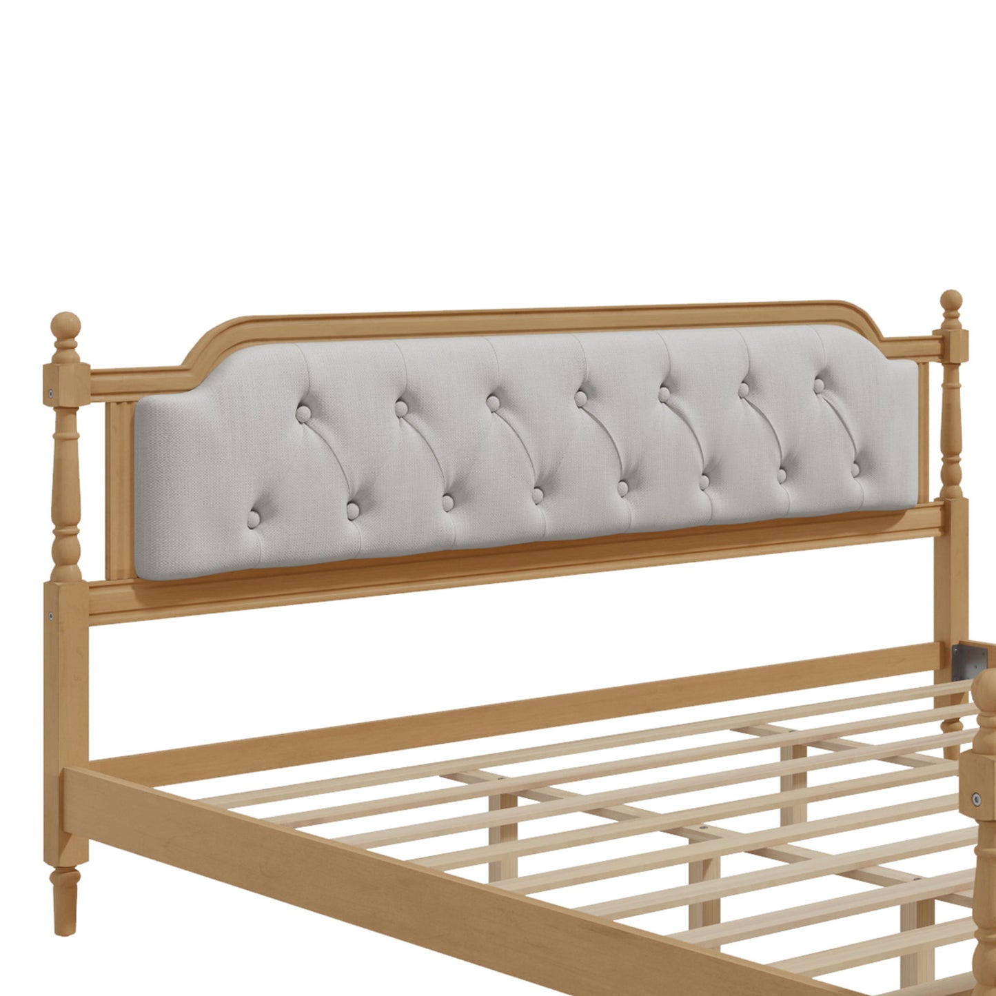 Traditional Style Solid Bed Frame With Upholstered Tufted Headboard, No Box Spring Needed - The Sleep Loft - Online Mattress Showroom NYC