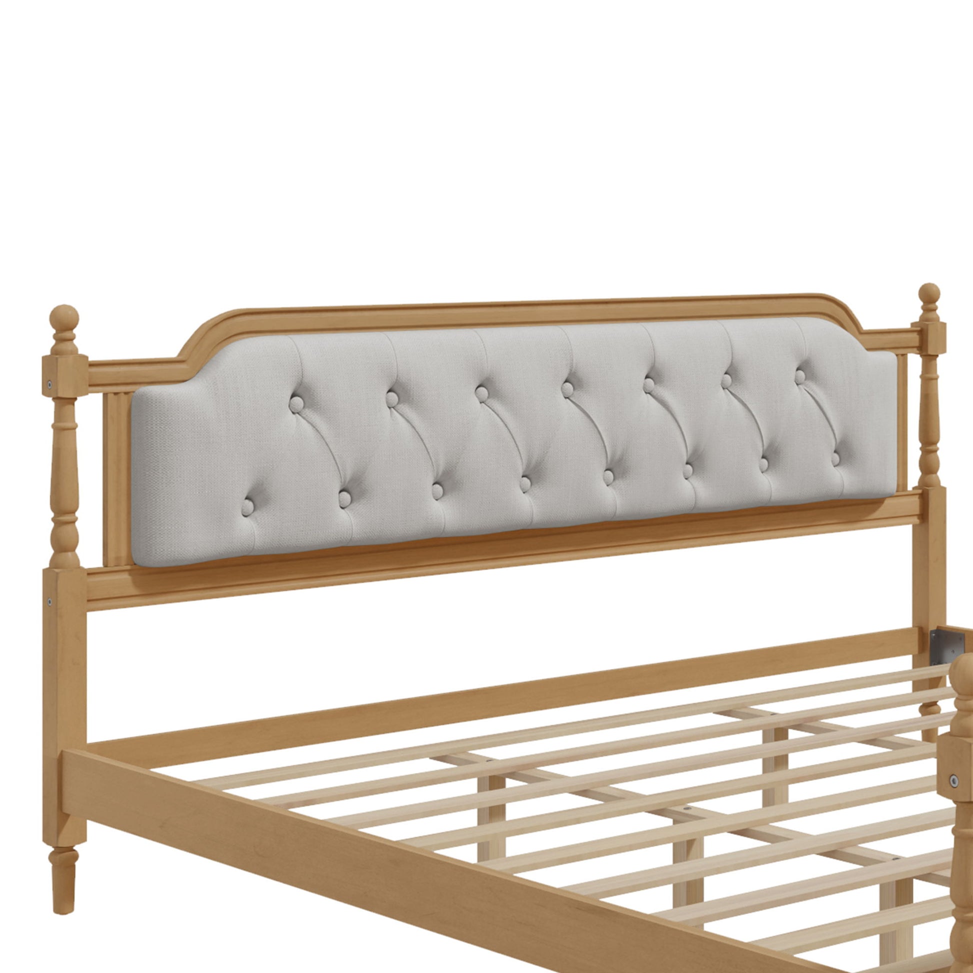 Traditional Style Solid Bed Frame With Upholstered Tufted Headboard, No Box Spring Needed - The Sleep Loft - Online Mattress Showroom NYC