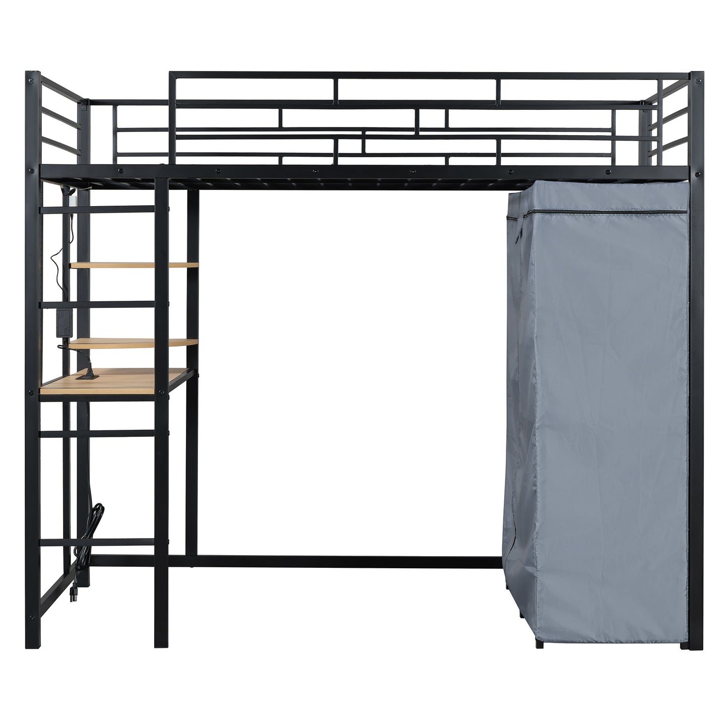 Loft Bed With Desk, Shelves, Power Outlet, LED Light And Wardrobe - The Sleep Loft - Online Mattress Showroom NYC