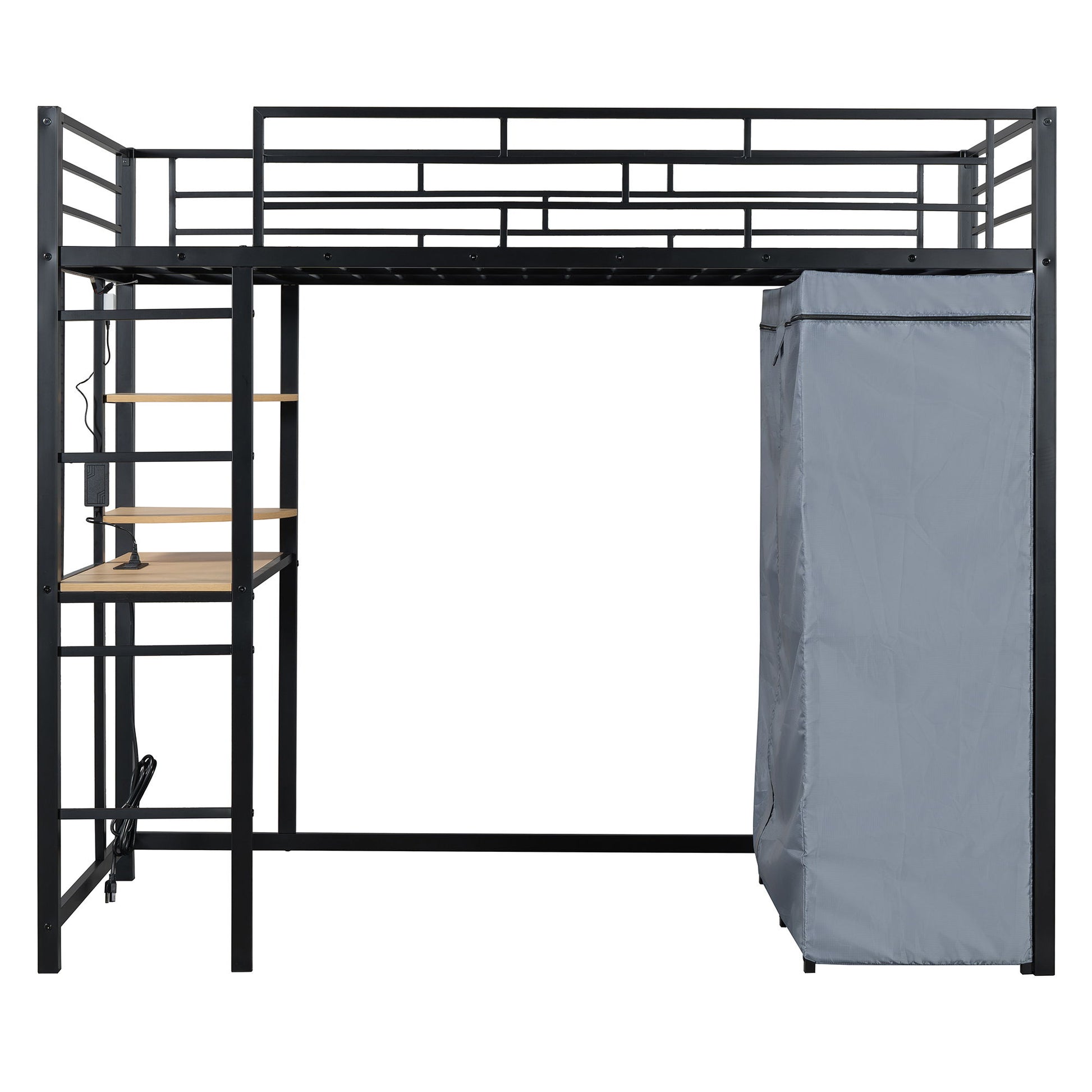 Loft Bed With Desk, Shelves, Power Outlet, LED Light And Wardrobe - The Sleep Loft - Online Mattress Showroom NYC