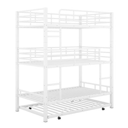 Triple Bunk Bed With Trundle, Heavy Duty Steel Construction - The Sleep Loft - Online Mattress Showroom NYC