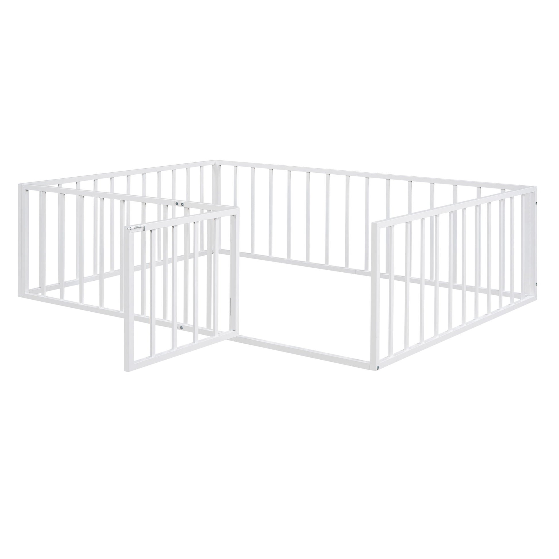 Metal Floor Bed Frame With Fence And Door - The Sleep Loft - Online Mattress Showroom NYC