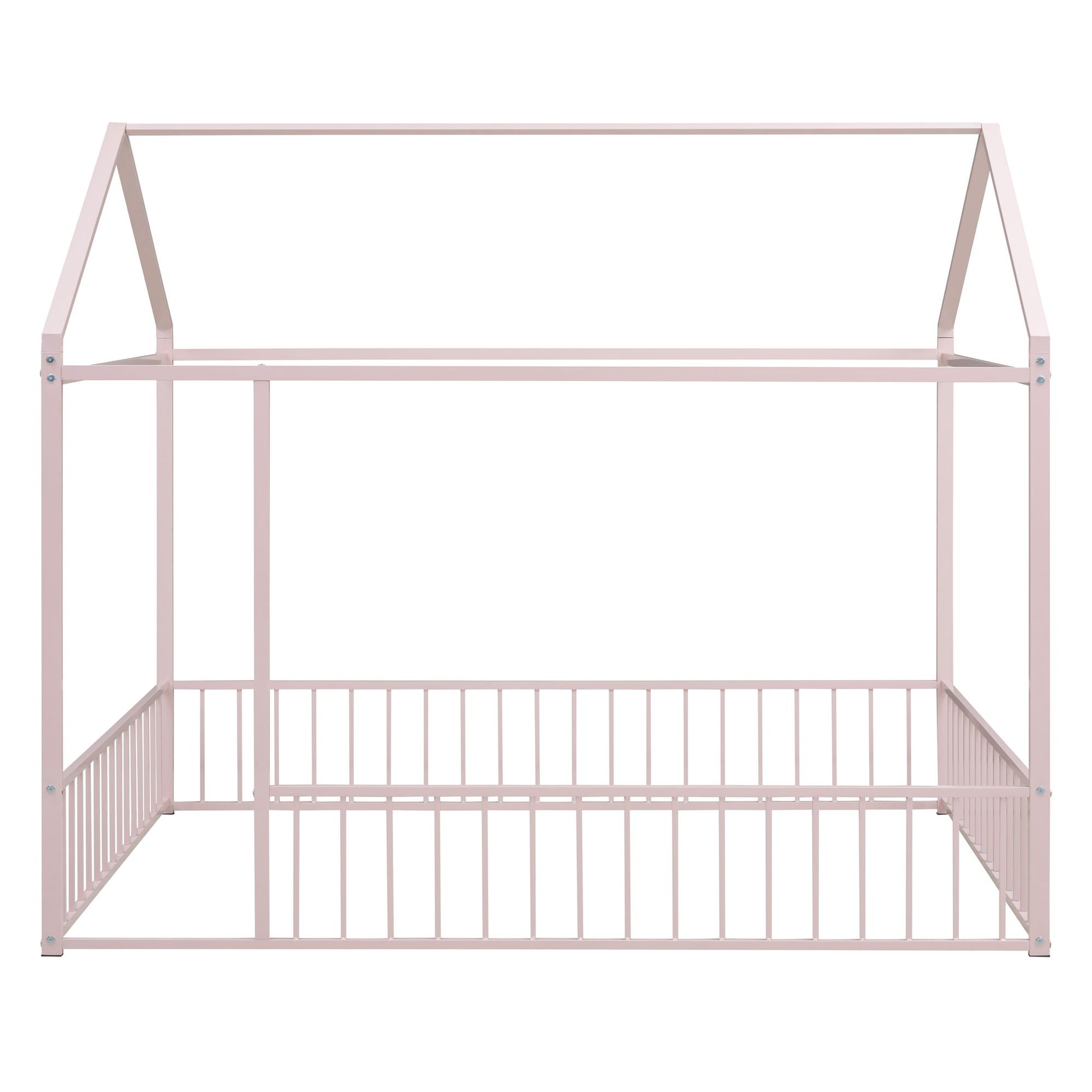 Metal Bed House Bed Frame With Fence - The Sleep Loft - Online Mattress Showroom NYC