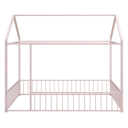 Metal Bed House Bed Frame With Fence - The Sleep Loft - Online Mattress Showroom NYC