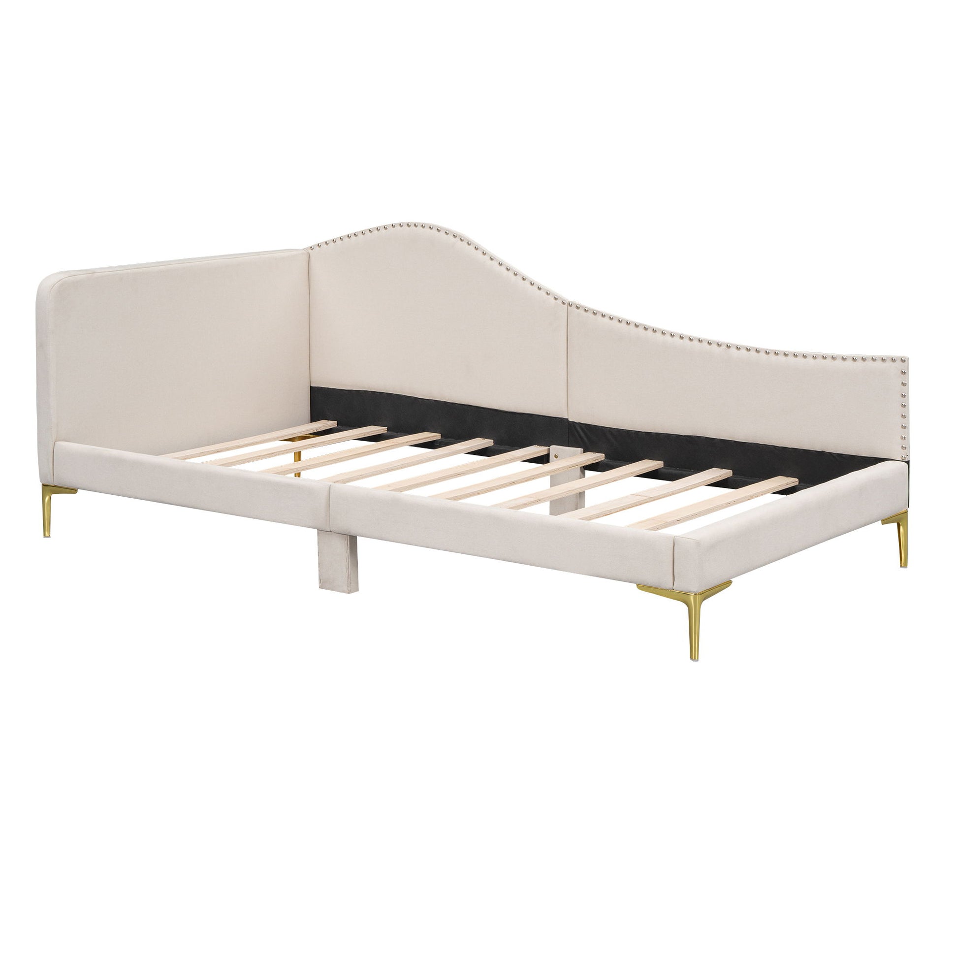 Upholstered Daybed With Headboard And Armrest, Support Legs - The Sleep Loft - Online Mattress Showroom NYC