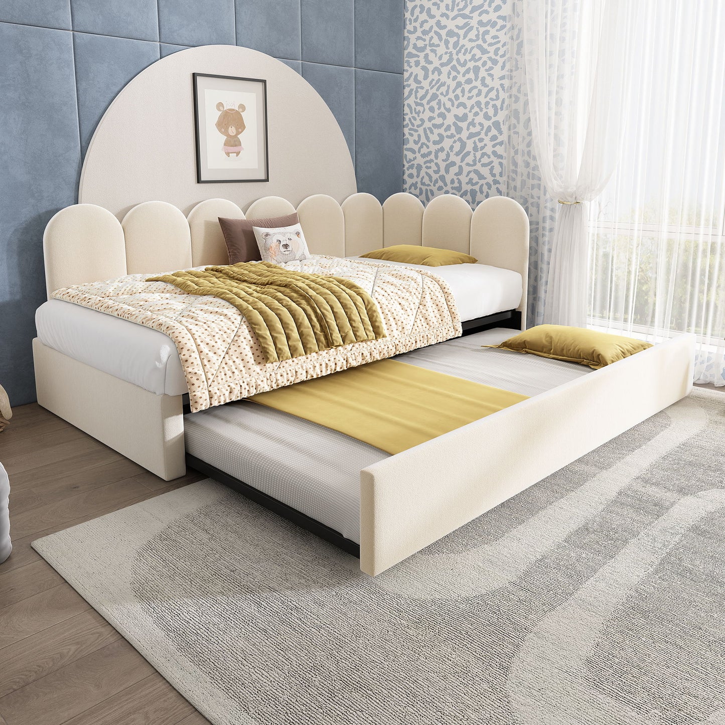 Upholstered Daybed With Metal Slatted Base - The Sleep Loft - Online Mattress Showroom NYC