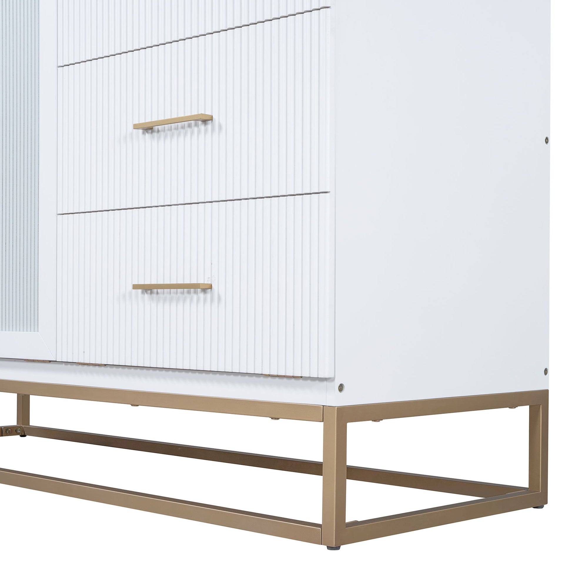 Murphy Bed With Frosted Glass Doors Design, Fake Drawers, Metal Legs - The Sleep Loft - Online Mattress Showroom NYC