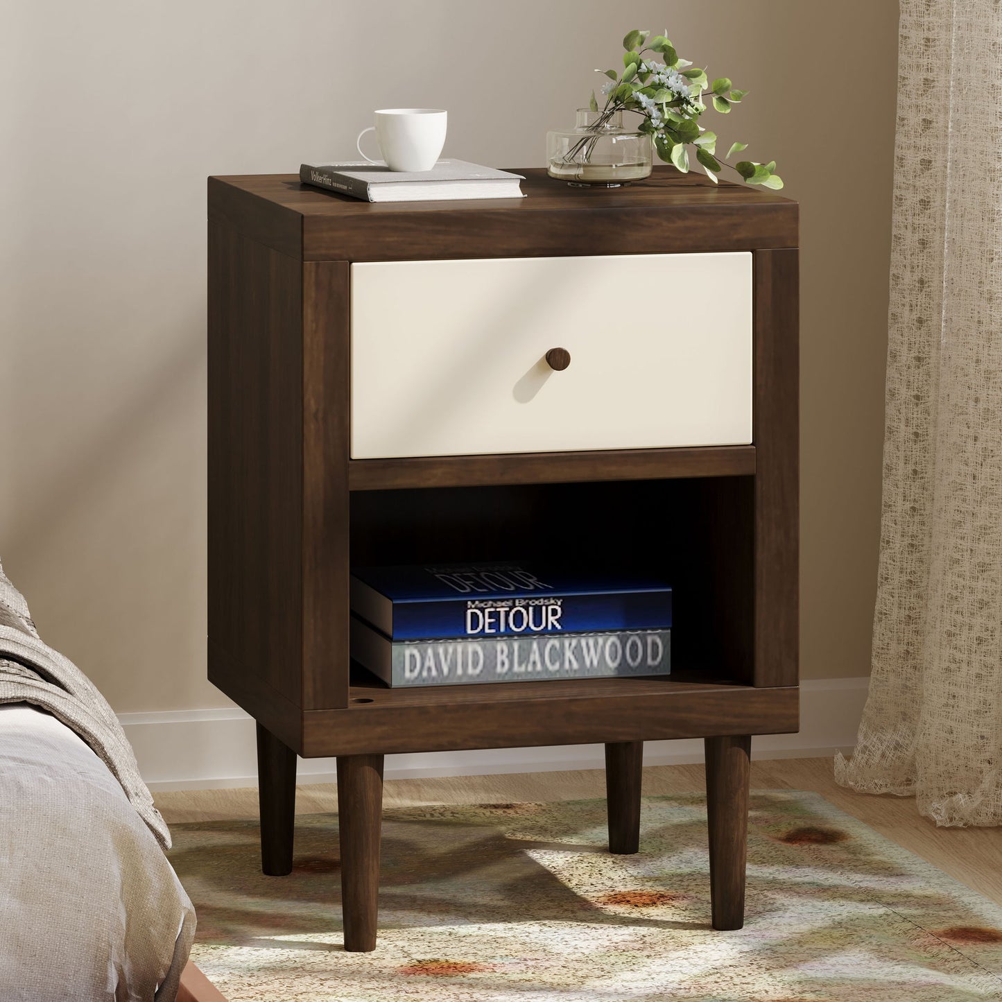 Nystrom - Single Drawer Nightstand - The Sleep Loft - Online Mattress Showroom NYC