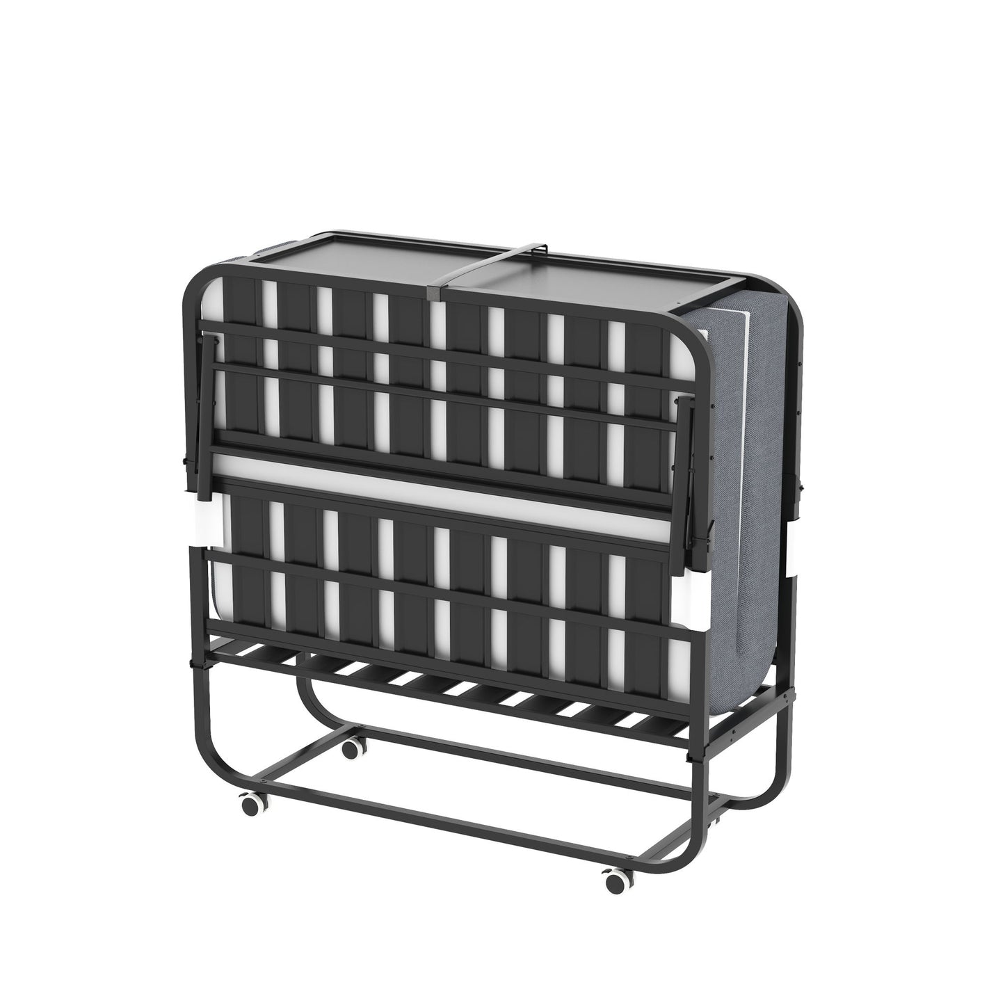Twin Extra Long Folding Bed With Adjustable Headboard, Cot With Memory Foam Mattress - Black - The Sleep Loft - Online Mattress Showroom NYC