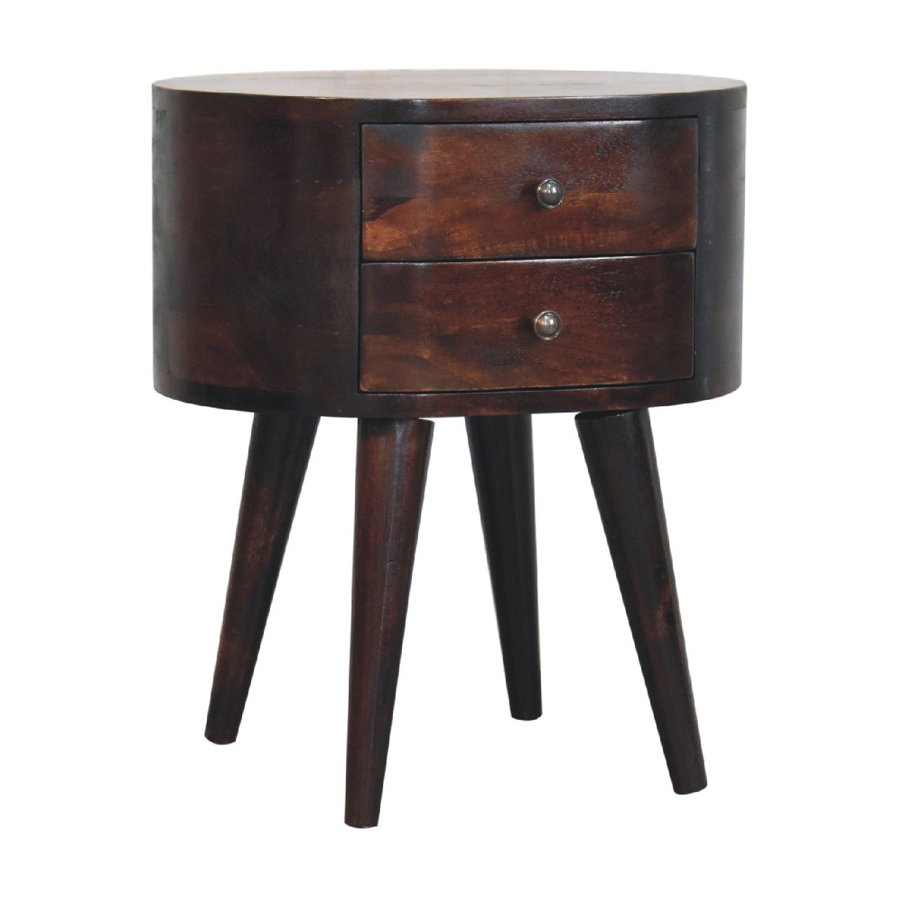 Rounded Bedside Table - Walnut - The Sleep Loft - Online Mattress Showroom NYC