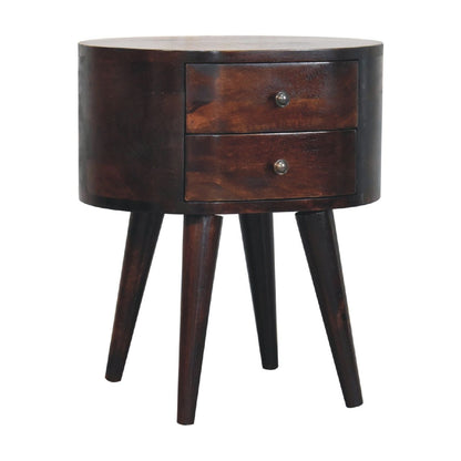 Rounded Bedside Table - Walnut - The Sleep Loft - Online Mattress Showroom NYC