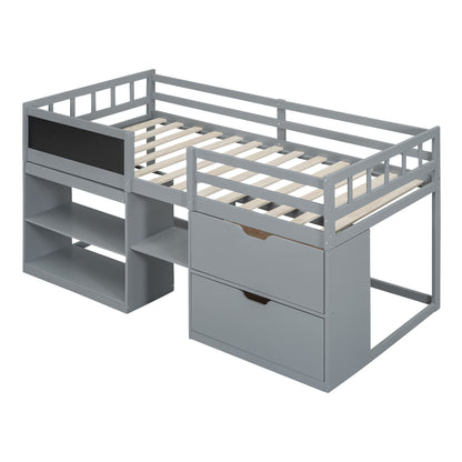 Low Loft Bed With Rolling Desk, Shelf And Drawers - The Sleep Loft - Online Mattress Showroom NYC