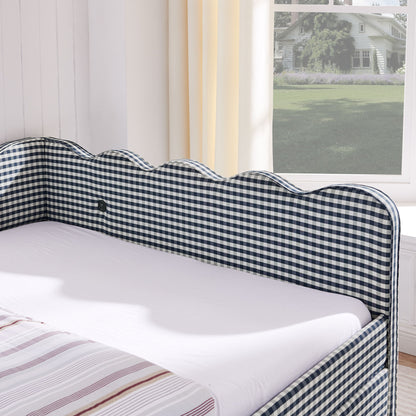 Gingham Daybed With USB Charging Port, Wave-Shaped Design - The Sleep Loft - Online Mattress Showroom NYC