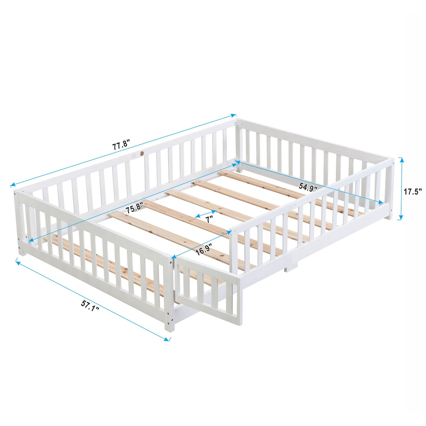 Solid Wood Floor Bed With Door And Fence For Children - The Sleep Loft - Online Mattress Showroom NYC