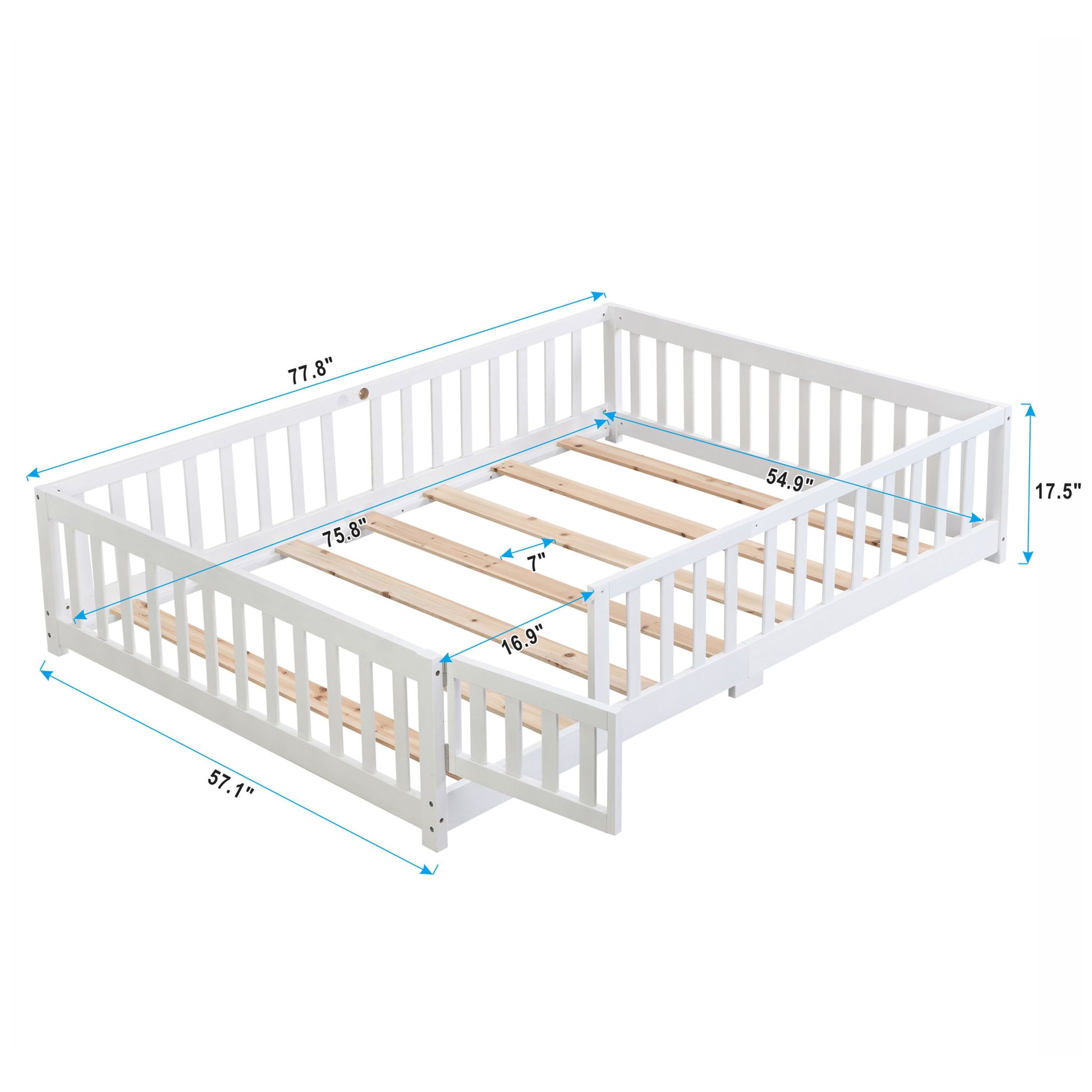 Solid Wood Floor Bed With Door And Fence For Children - The Sleep Loft - Online Mattress Showroom NYC