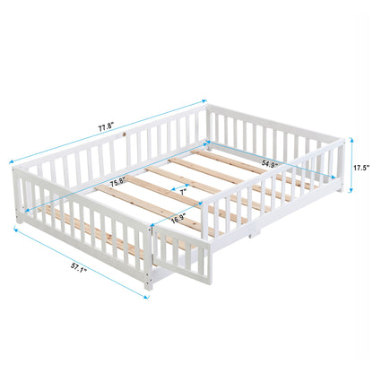 Solid Wood Floor Bed With Door And Fence For Children - The Sleep Loft - Online Mattress Showroom NYC