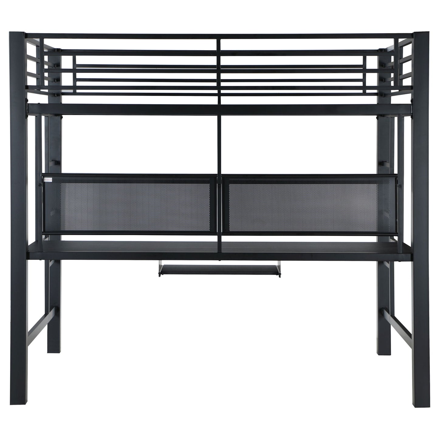 Ranier - Full Workstation Loft Bed, Full Length Desk, Safety Rails And Storage Shelves - Black - The Sleep Loft - Online Mattress Showroom NYC