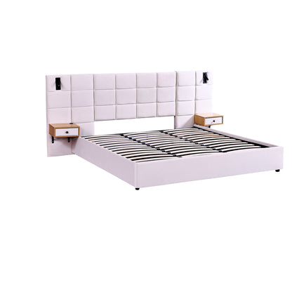 Upholstered Hydraulic Platform Bed With Storage Shelves, Reading Lamps, USB Port - The Sleep Loft - Online Mattress Showroom NYC