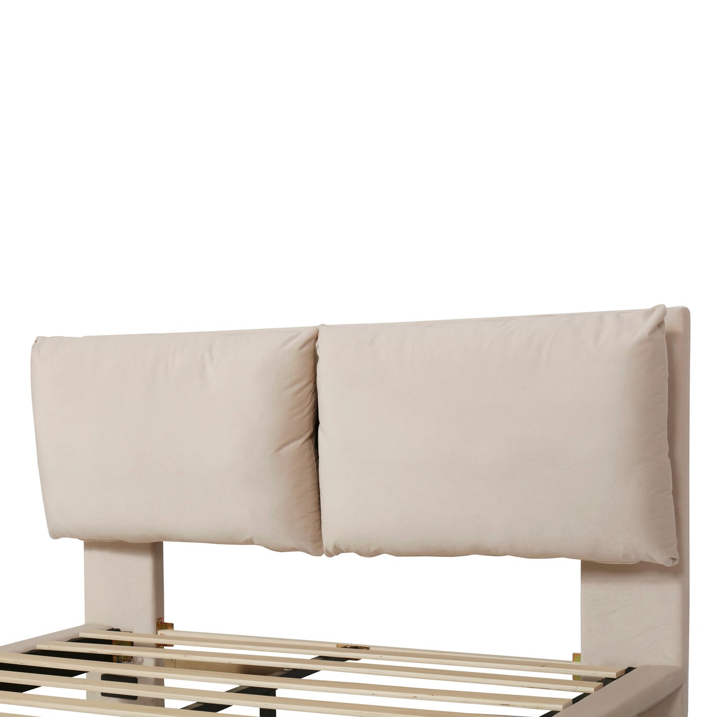 Upholstered Platform Bed With Sensor Light And 2 Large Backrests, With 2 Sets Of USB Port And Socket On Each Rear Bed Leg - The Sleep Loft - Online Mattress Showroom NYC