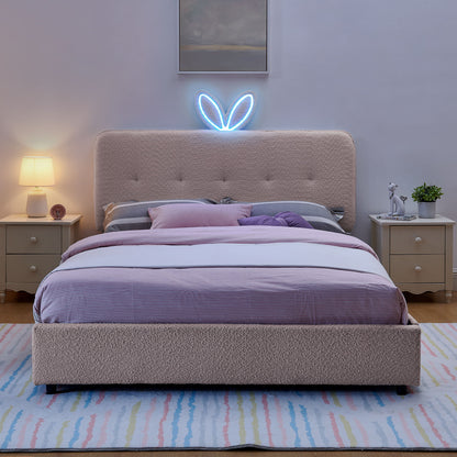 Upholstered Bed With Oversized Rabbit Ear Headboard, LED Lights & 4 Storage Drawers - The Sleep Loft - Online Mattress Showroom NYC